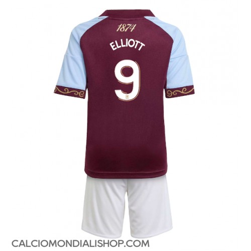 Maglie da calcio Aston Villa Harvey Elliott #9 Prima Maglia Bambino 2025-26 Manica Corta (+ Pantaloni corti)